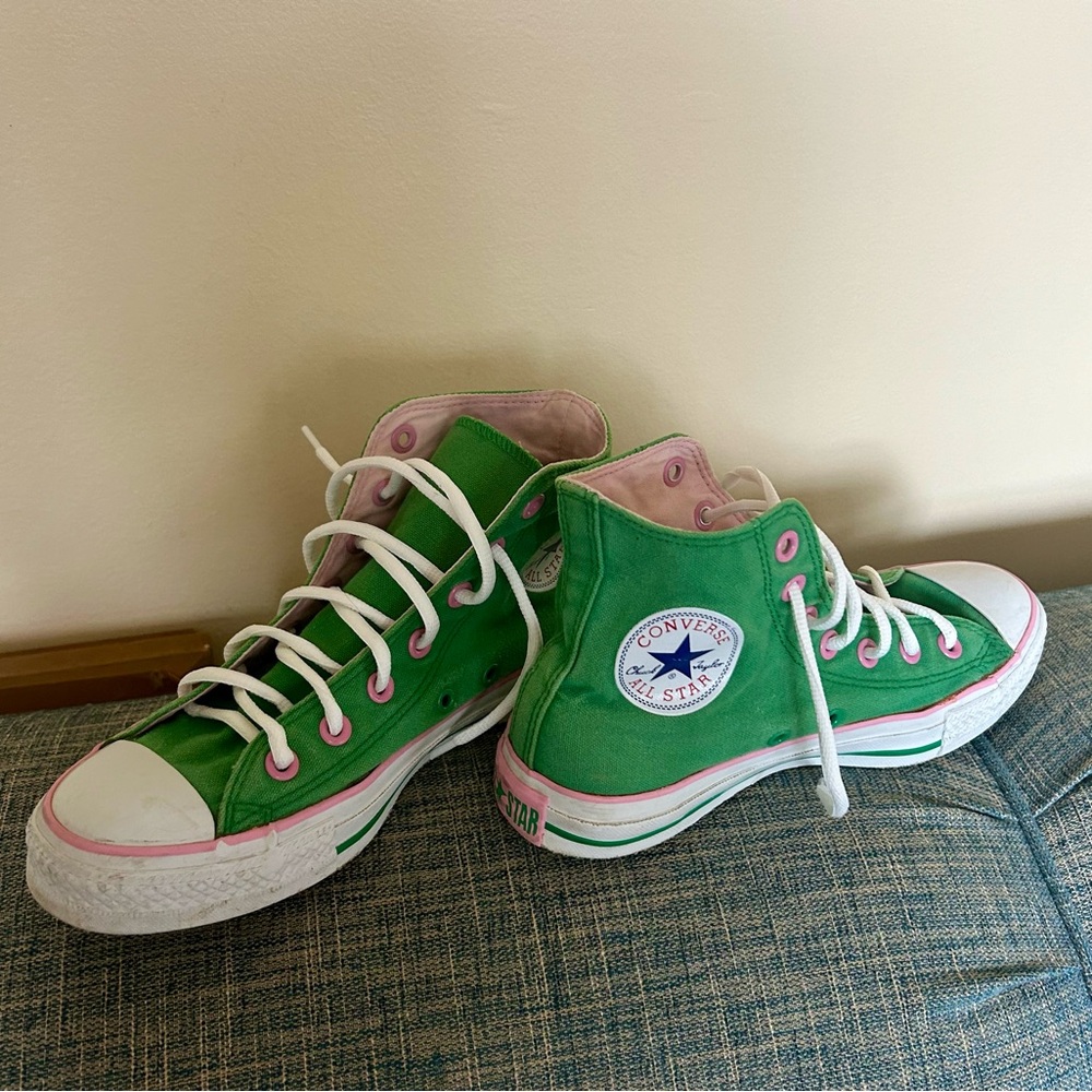 Converse All Star Green Pink High Tops